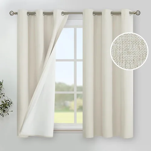 Vista 151 de YoungsTex - Cortinas 100% opacas para dormitorio, con aislamiento térmico y ojales, cortinas oscuras negras con capa pesada para ventana de sala