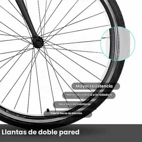 Vista 4 de HILAND 700C Bicicleta de carretera para adultos, bicicleta de carreras de Negro