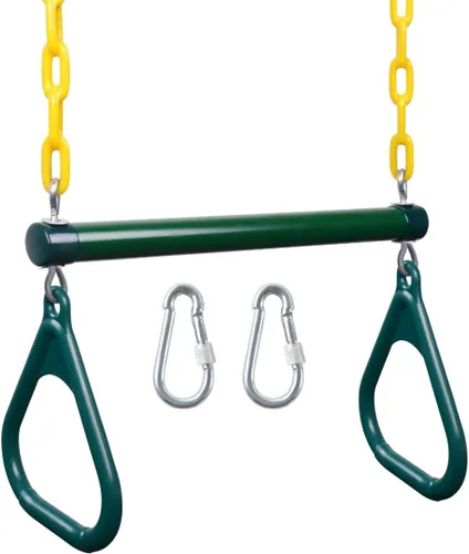 Vista 12 de LadyRosian Juego de columpios para trapecio de 17 pulgadas, anillos de gimnasio de 47 pulgadas, juego de columpios de cadena resistente, accesorios