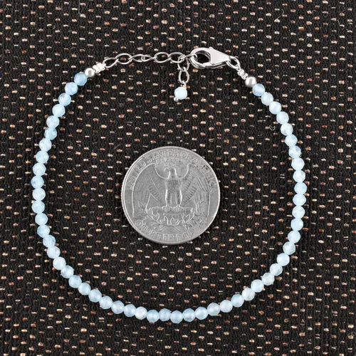 Vista 16 de InfinityGemsArt Natural Stone Beads Dainty Bracelet Jewelry for Women, Crystals and Gemstones Birthstone 925 Sterling Silver Chain 8 inch Gifts For