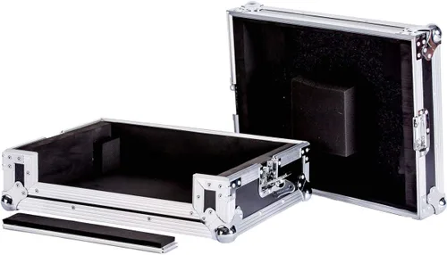 Vista 2 de Funda de vuelo Karaoke Dj Station completa con cubierta extraíble y puerta delantera, hardware resistente suficiente espacio en la parte trasera