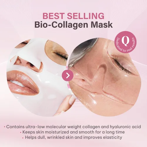 Vista 3 de Quasi - Máscara facial de bio-colágeno para la noche – Mascarilla coreana hidratante – Niacinamida y colágeno de baja molecularidad – Cuidado
