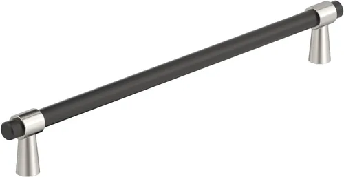 Vista 30 de Amerock BP37385FBG10 Mango de gabinete negro mate/níquel satinado Mango de gabinete de 3 pulgadas (76 mm) de centro a centro Mergence