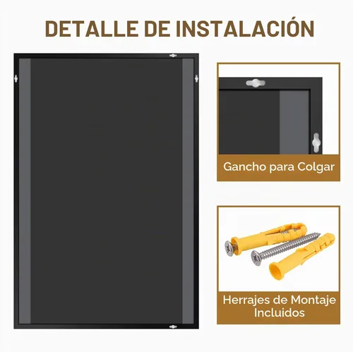 Vista 8 de Espejo rectangular para baño, 30 x 20 pulgadas, marco de metal negro, espejo de pared inastillable HD, para colgar horizontal o verticalmente, fácil