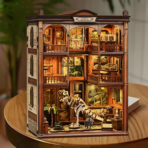 Vista 7 de ISSEVE Kits de rincón de libros para adultos, kit de bricolaje para casa de muñecas en miniatura, rompecabezas de madera 3D, construcción de modelos