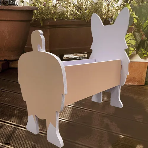 Vista 8 de Macetas de madera para perros con forma de animal de 14 pulgadas 2024, maceta de jardín para suculentas, diseño de perros lindos para interiores