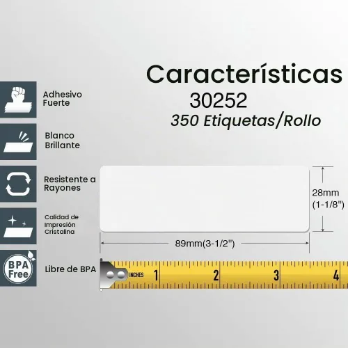 Vista 3 de BETCKEY - Etiquetas de dirección y código de barras compatibles con DYMO 30252 (1-1/8" x 3-1/2") - Compatible con DYMO Labelwriter 450, 4XL,