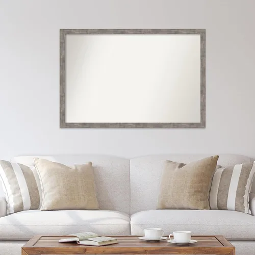 Vista 224 de Amanti Art Silver Bathroom Mirror for Over Sink, 26x35 Custom Made Marred Pewter Rectangle Vanity Mirror, Large Casual Wood Frame, Hangs Horizonally