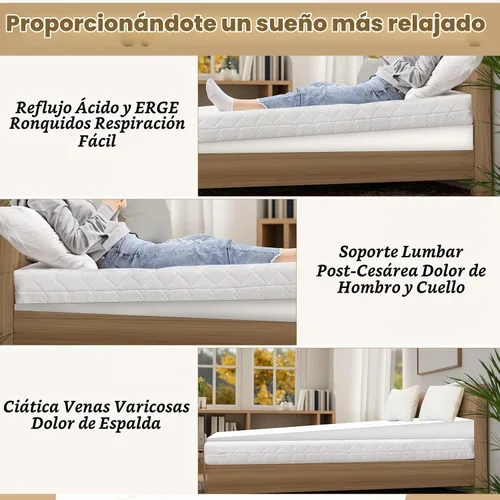 Vista 4 de Cinnvoice Cuña de colchón, cuña inclinada de tamaño individual de 7 pulgadas para soporte de espalda y cuello, elevador ajustable debajo