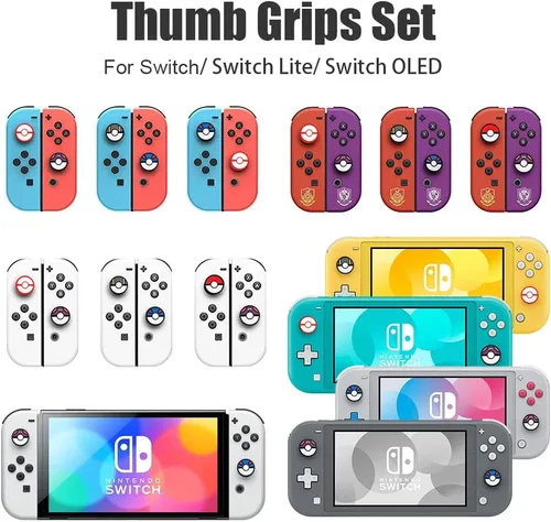 Vista 6 de Switch Joycon Thumb Grip Caps, Soft Silicone Joystick Cover Compatible with Nintendo SwitchOLEDSwitch Lite, Analog Stick Grips Button Covers for