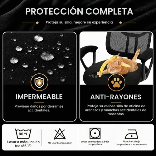 Vista 5 de Fundas de cojín elásticas resistentes al agua para silla de oficina separadas con fundas para reposabrazos, funda universal de elastano para silla