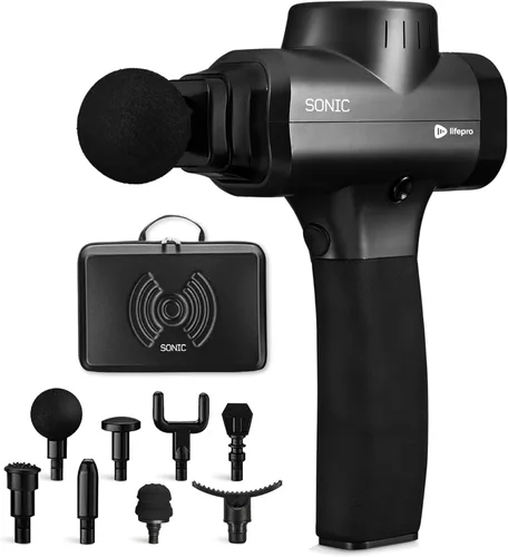 Vista 13 de Lifepro SonicPro Pistola de masaje muscular de percusión con calor, 9 cabezales Negro