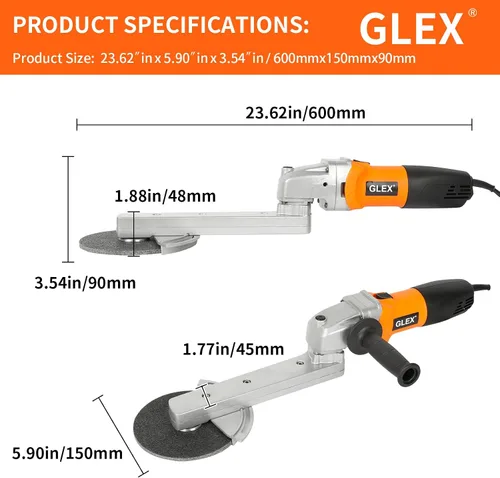 Vista 4 de GLEX Soporte de amoladora angular, brazo extendido, Amoladora eléctrica industrial de acero inoxidable, Lijadora, Uso general: Muelas, Cuchillas