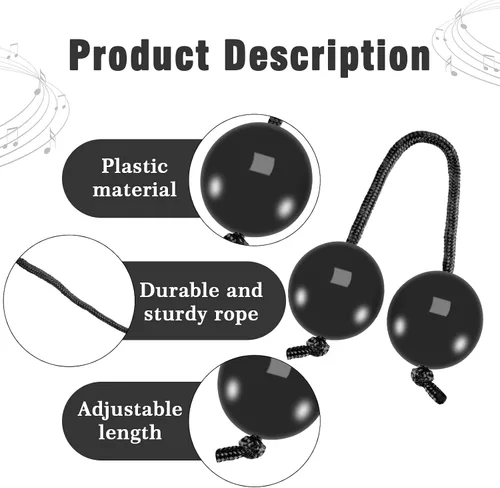 Vista 3 de EASTROCK Ritmos africanos Aslatua Shakers Kashaka Instrumentos de percusión musical Kashaka Instrumento para adultos principiantes (negro)
