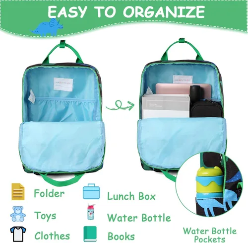 Vista 4 de VASCHY Mochilas de dinosaurio para niños, mochila preescolar ligera para niños pequeños