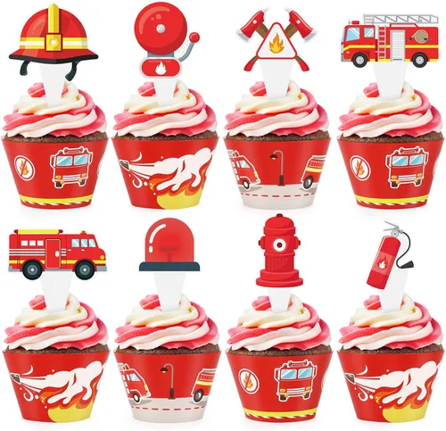 Vista 20 de 48 paquetes de toppers y envolturas de cupcakes de coche de carreras, decoración de pastel de fiesta de carreras con temática de carreras y cuadros