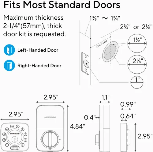Vista 6 de ULTRALOQ U-Bolt - Cerradura inteligente WiFi con sensor de puerta, cerradura de puerta de entrada sin llave 5 en 1 con WiFi, Bluetooth, control
