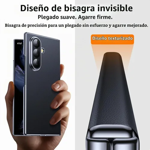 Vista 5 de Funda de piel de lujo para Z Fold 6 con protector de pantalla de privacidad [protección de bisagra], [compatible con Magsafe], protección de cámara