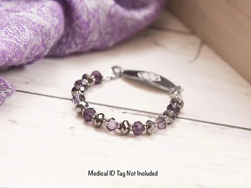 Vista 56 de Pulsera elástica de alerta médica, pulsera de identificación médica de repuesto intercambiable, etiqueta de identificación no incluida, cristales