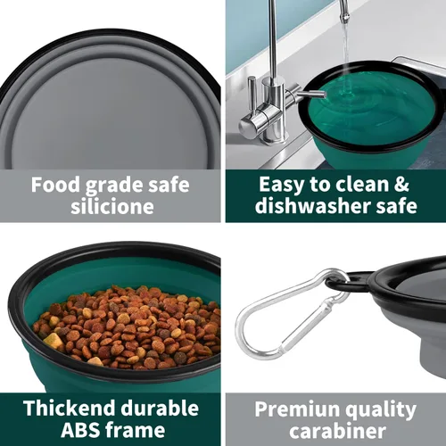 Vista 37 de COOYOO Cuenco plegable para perros, paquete de 2 cuencos plegables para agua para perros y gatos, plato portátil para alimentación de mascotas