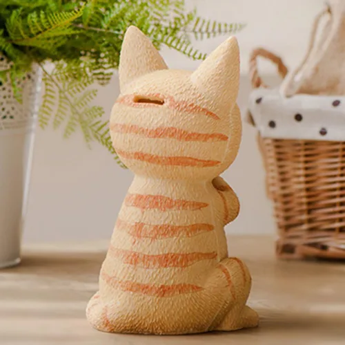Vista 5 de WAIT FLY Alcancía de resina con diseño de gato de pie