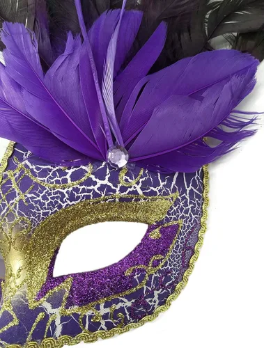 Vista 3 de Máscara de disfraz de plumas para mascarada, máscara de Halloween, Mardi Gras, fiesta de cosplay