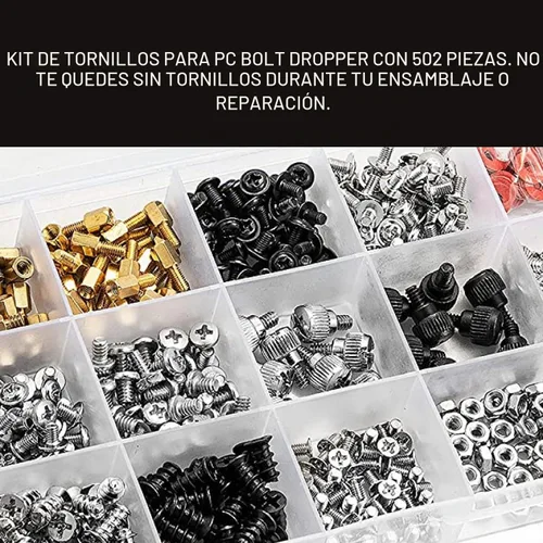Vista 2 de Bolt Dropper Kit surtido de tornillos de computadora de 502 piezas, tornillos separadores para disco duro HDD, ventilador, chasis, carcasa ATX
