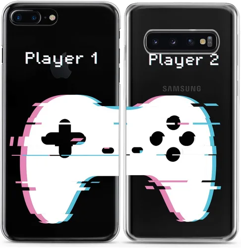 Vista 4 de Fundas a juego para parejas compatibles con iPhone 16 15 14 13 12 11 Pro Max Mini Xs X 6s 8 Plus 7+ Xr 10 SE 5 Game Player Relación Amigo Novio
