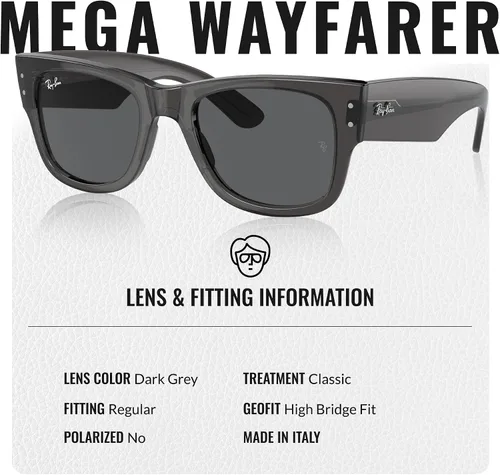 Vista 24 de Ray-Ban RB0840S MEGA WAYFARER Gafas de sol de forma cuadrada con kit oficial de gafas
