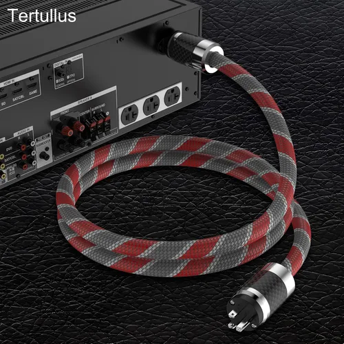 Vista 2 de Audiophile - Cable de alimentación HiFi 5N OFC AC principal cable de alimentación de EE. UU. con enchufe de fibra de carbono IEC320-C15 conector
