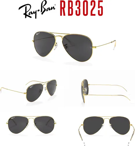 Vista 7 de Ray-Ban RB3025 - Gafas de sol de aviador polarizadas de metal para hombres y mujeres + paquete con kit de cuidado de gafas de diseñador iWear