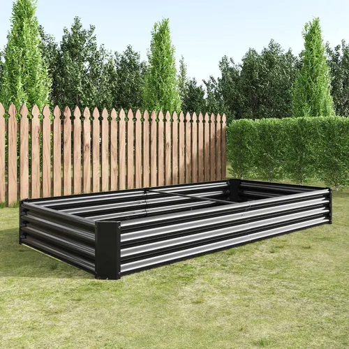 Vista 6 de Cama de jardín elevada galvanizada para verduras, jardineras elevadas al aire libre, camas de jardín elevadas de metal, kit de acero para verduras