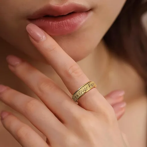 Vista 2 de Anillo Giratorio para Mujeres - Anillos de Acero Inoxidable de Fe Sobre el Miedo para Alivio de la Ansiedad para Adultos, Anillo del Pulgar