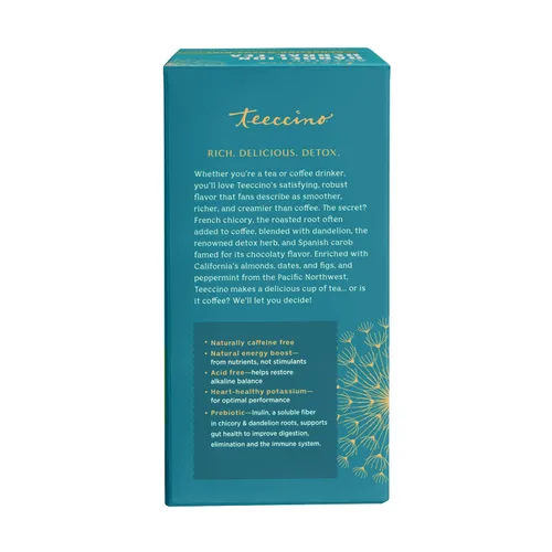 Vista 7 de Teeccino Té de menta moca con diente de león, sin cafeína, té de hierbas tostadas con prebióticos, 3 veces más hierbas que las bolsas de té