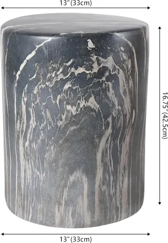 Vista 3 de JONATHAN Y Troy 17" Modern Faux Marble Cylinder Accent Table, Black Marble Minimalist Round Column Pedestal, Polyresin Drum End Table, Spill-Proof