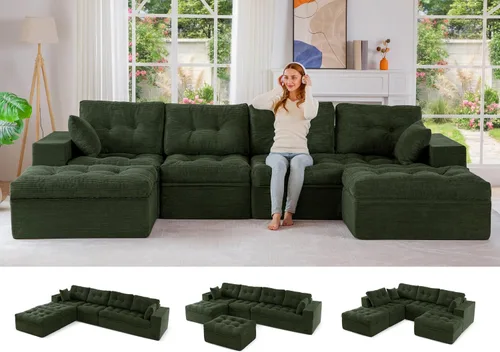 Vista 23 de MAXYOYO Sofá sin hueso, sofá de nube en forma de L de 96 pulgadas con Gris oscuro