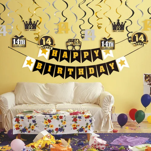 Vista 6 de LINGTEER - Set de banderines de decoración para cumpleaños