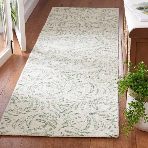 Vista 14 de SAFAVIEH Jardin Collection - Alfombra de pasillo, 2 pies 3 pulgadas x 8 pies, marfil y azul, mezcla de lana hecha a mano, ideal para zonas de alto