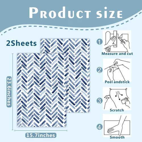 Vista 5 de Papel tapiz autoadhesivo para acuarela, color azul y blanco Papel pintado azul