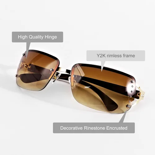 Vista 5 de GUVIVI Gafas de sol Y2K envolventes para mujeres y hombres, gafas de sol con parte superior plana, gafas de sol futuristas sin marco con lentes