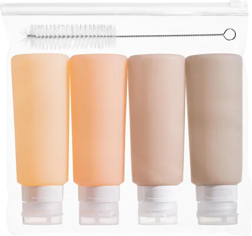 Vista 35 de MICEBAY Botellas exprimibles de condimentos para salsas, mini recipiente de silicona para aderezo de ensalada de 1 onza para llevar con bolsa