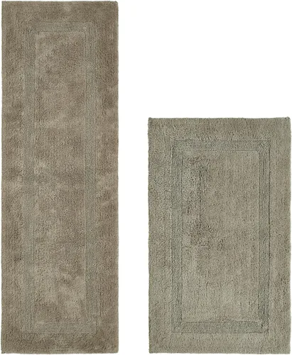 Vista 172 de Better Trends - Juego de 2 alfombras de baño 100% algodón, extra suaves, con borlas, de 17" x 24", alfombra de baño superabsorbente y reversible