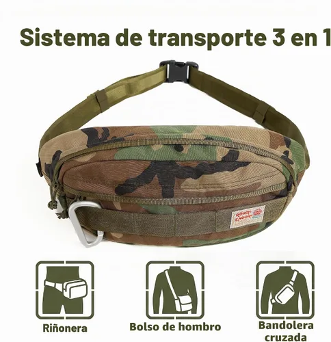 Vista 4 de Rough Enough - Riñonera cruzada para hombre, Camo, Riñonera de camuflaje militar