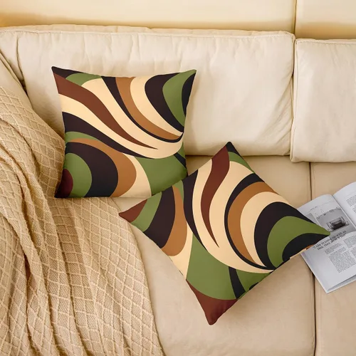 Vista 8 de Juego de 2 fundas de almohada abstractas de 16 x 16 pulgadas para niños, niñas, adolescentes, decoración de dormitorio, moderna a rayas, decoración