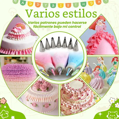Vista 5 de Suuker Juego de 7 boquillas plisadas para tuberías de falda plisada, boquillas rusas de acero inoxidable, juego de tuberías para fondant