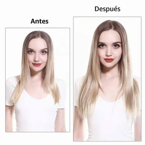 Vista 4 de SARLA Extensiones de cabello con alambre invisible de reflejos cortos rectas postizos sintéticos diadema transparente ajustable para mujeres 14