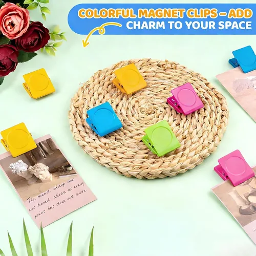 Vista 7 de Grtard Paquete de 8 clips magnéticos coloridos, clips magnéticos fuertes para nevera, clips magnéticos de metal para refrigerador, taquilla, pizarra