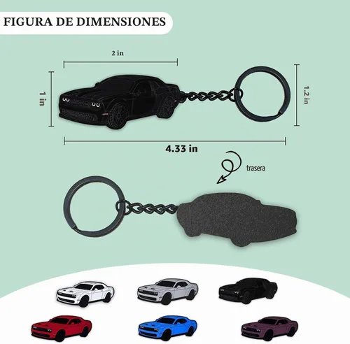 Vista 2 de Llavero para Dodge Challenger Hellcats Dakota Charger SRT Avenger Durango, accesorios Dodge Challenger 2015-2022
