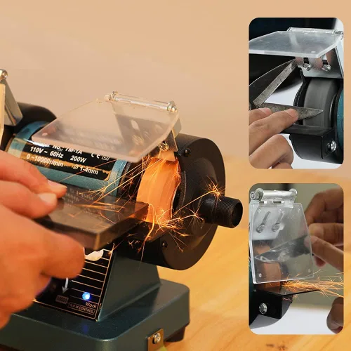 Vista 4 de LIBAOTML Rectificadora de Banco Mini con Velocidad Variable para Pulido, Abrillantado y Fabricación de Joyas, Pulidora de Banco Pequeña y Equipo