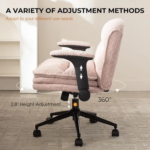 Vista 5 de Dowinx Silla cruzada con brazos y ruedas abatibles ajustables, cómodo sillón ergonómico de escritorio de oficina con cojines de 3 capas, silla